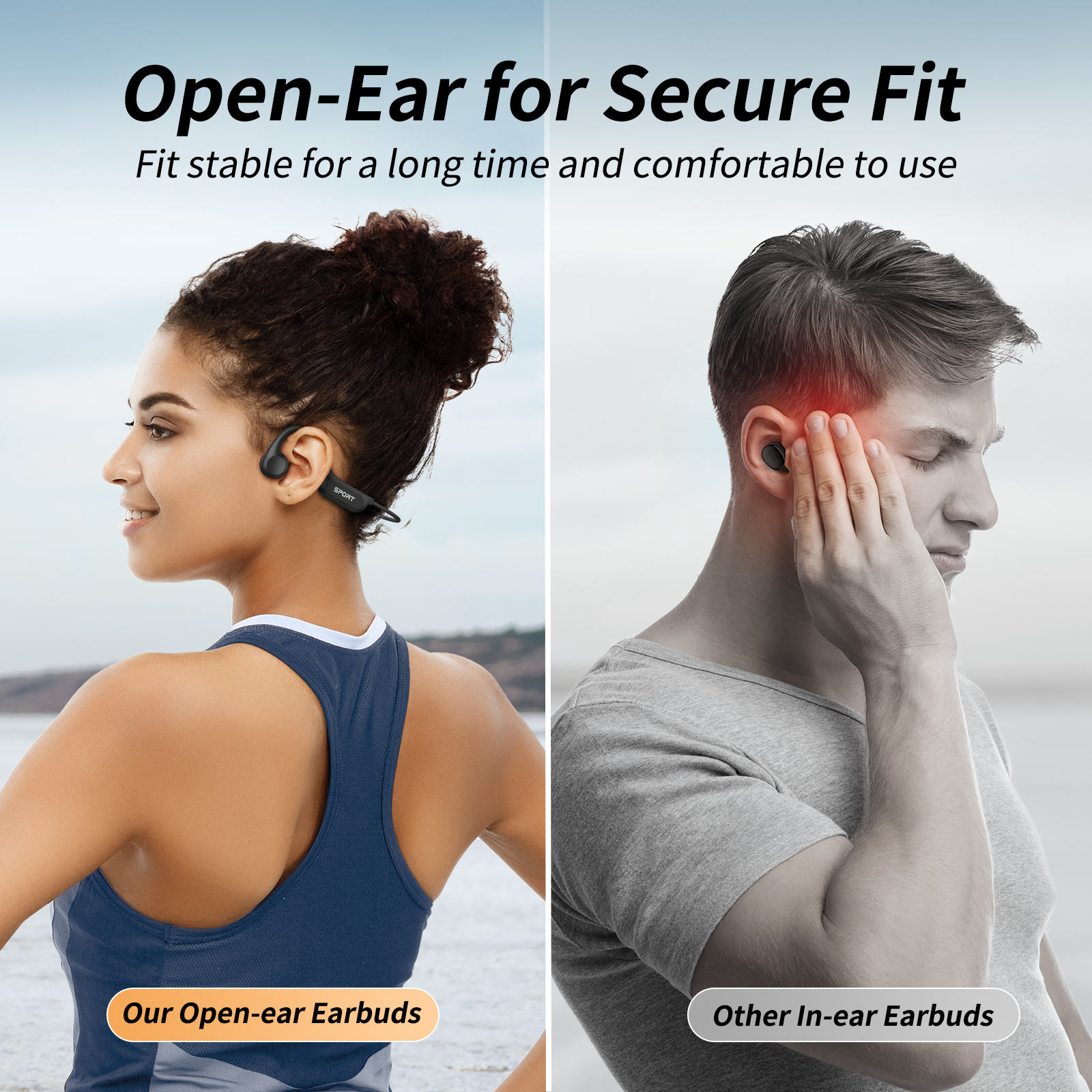 CXK Wireless Heaphones, Bone Conduction Headphones Bluetooth 5.4