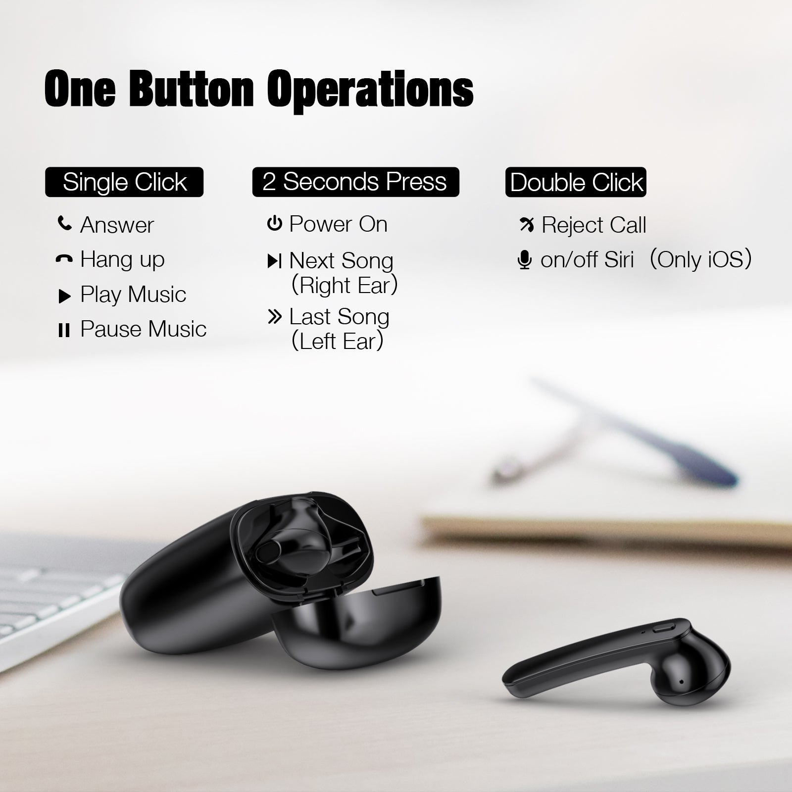 Wireless Earbuds T12 Black