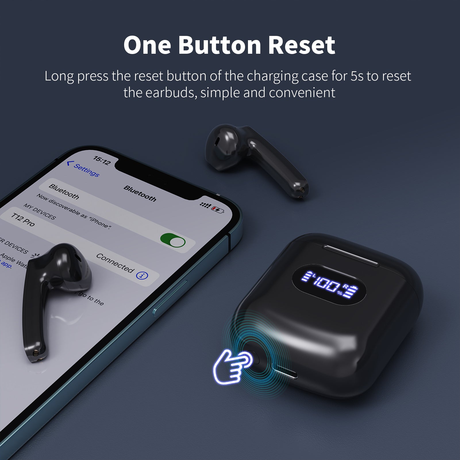 Wireless Earbuds T12 Pro Black
