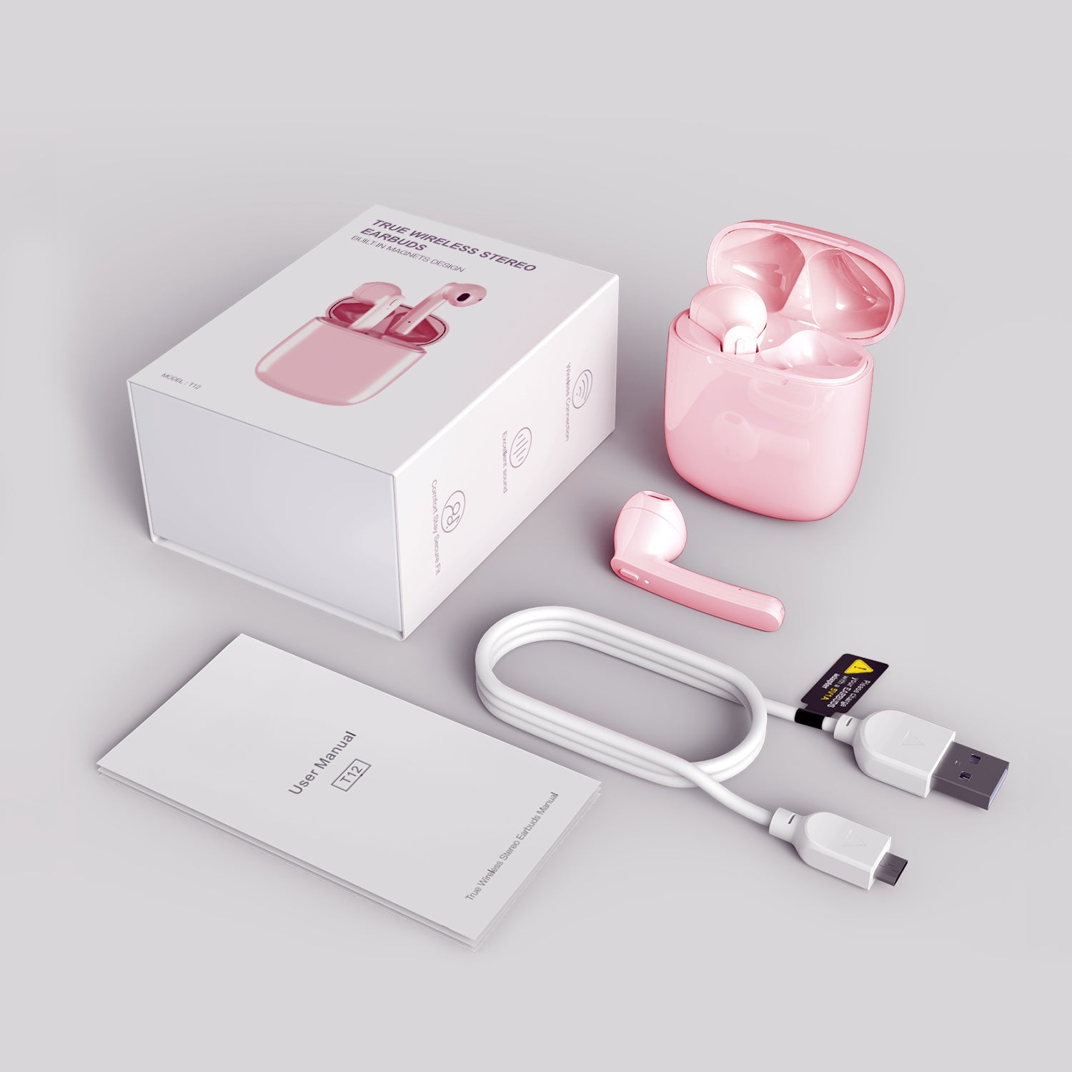 Bluetooth Earbuds T12 Pink