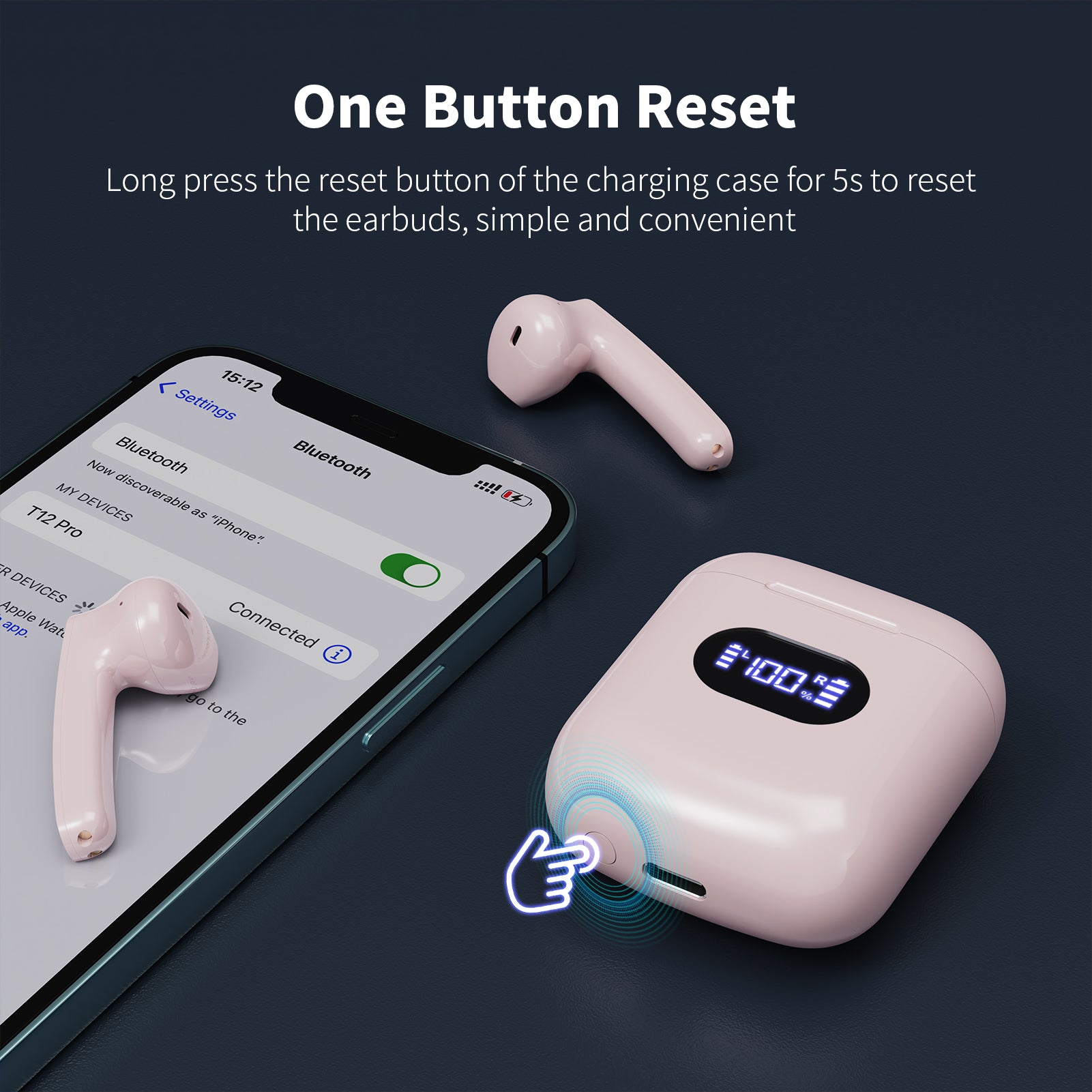 Wireless Earbuds T12 Pro Pink